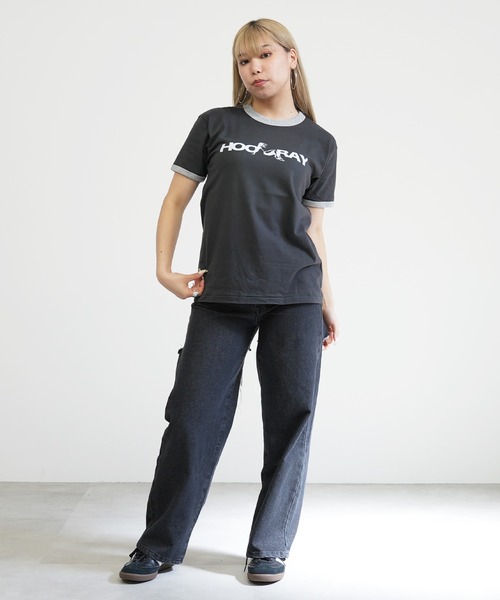BASIS（ベイシス）の「ENAコラボTシャツ リンガーロゴtシャツ 綿100% リンガーT カットソー 半袖（Tシャツ/カットソー・レディース・ブラック/ホワイト・SMALL/MEDIUM）」の13枚目の写真
