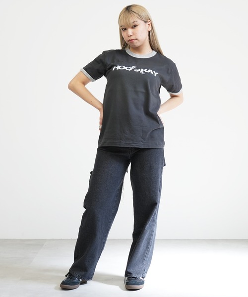 BASIS（ベイシス）の「ENAコラボTシャツ リンガーロゴtシャツ 綿100% リンガーT カットソー 半袖（Tシャツ/カットソー・レディース・ブラック/ホワイト・SMALL/MEDIUM）」の14枚目の写真