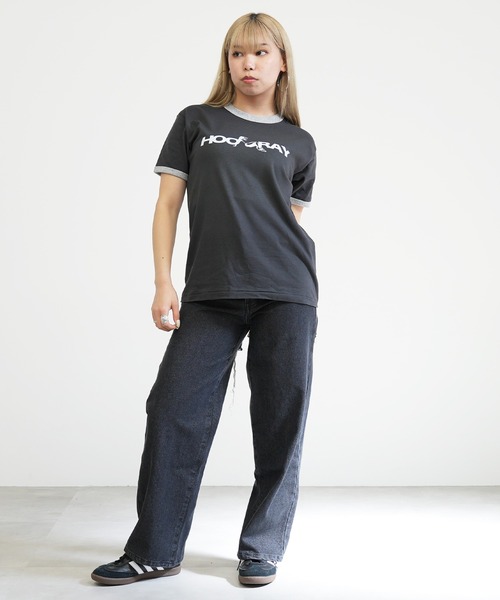 BASIS（ベイシス）の「ENAコラボTシャツ リンガーロゴtシャツ 綿100% リンガーT カットソー 半袖（Tシャツ/カットソー・レディース・ブラック/ホワイト・SMALL/MEDIUM）」の15枚目の写真