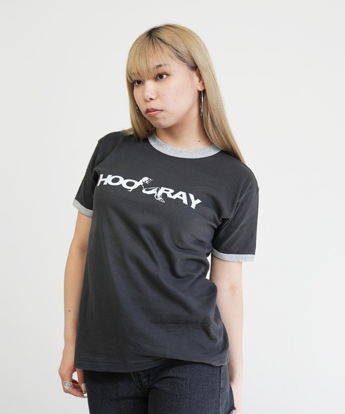 BASIS（ベイシス）の「ENAコラボTシャツ リンガーロゴtシャツ 綿100% リンガーT カットソー 半袖（Tシャツ/カットソー・レディース・ブラック/ホワイト・SMALL/MEDIUM）」の19枚目の写真
