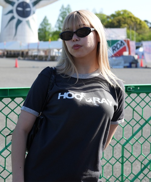 BASIS（ベイシス）の「ENAコラボTシャツ リンガーロゴtシャツ 綿100% リンガーT カットソー 半袖（Tシャツ/カットソー・レディース・ブラック/ホワイト・SMALL/MEDIUM）」の7枚目の写真