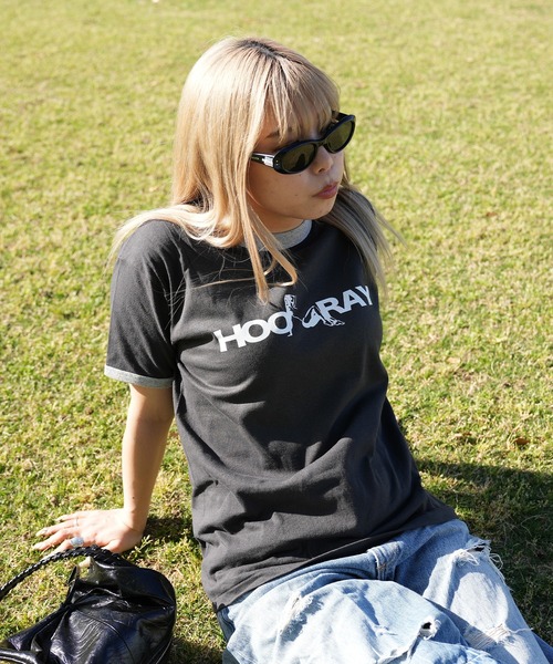 BASIS（ベイシス）の「ENAコラボTシャツ リンガーロゴtシャツ 綿100% リンガーT カットソー 半袖（Tシャツ/カットソー・レディース・ブラック/ホワイト・SMALL/MEDIUM）」の9枚目の写真