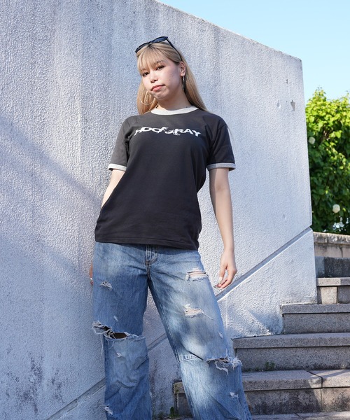 BASIS（ベイシス）の「ENAコラボTシャツ リンガーロゴtシャツ 綿100% リンガーT カットソー 半袖（Tシャツ/カットソー・レディース・ブラック/ホワイト・SMALL/MEDIUM）」の11枚目の写真