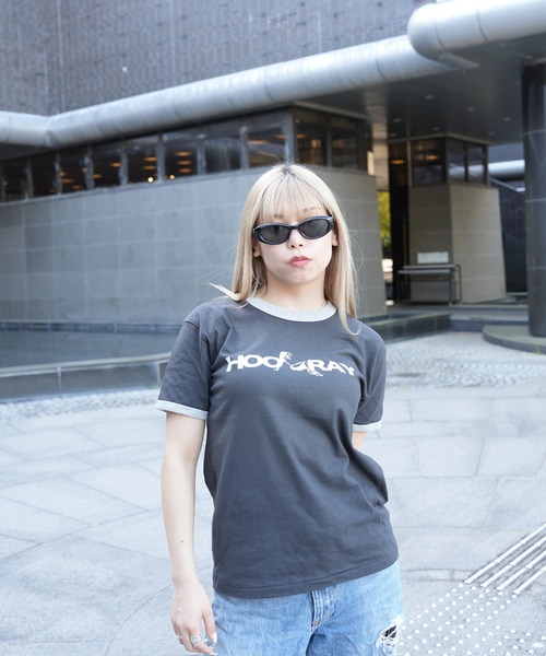 BASIS（ベイシス）の「ENAコラボTシャツ リンガーロゴtシャツ 綿100% リンガーT カットソー 半袖（Tシャツ/カットソー・レディース・ブラック/ホワイト・SMALL/MEDIUM）」の4枚目の写真