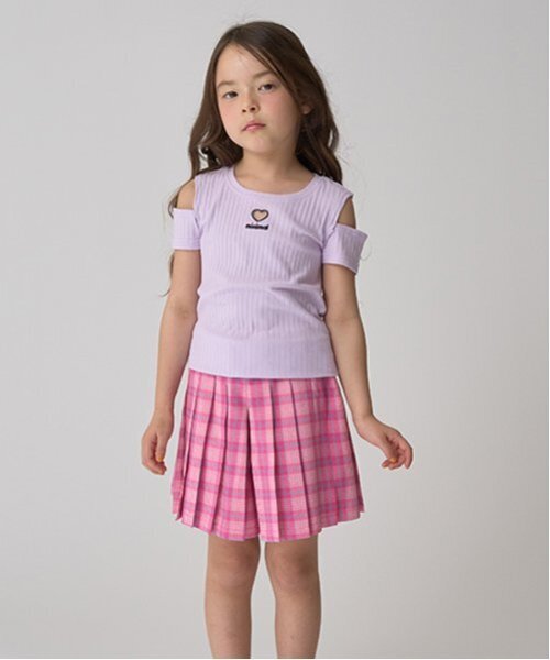 minimal（ミニマル）の「チェックプリーツキュロット（スカート・キッズ・オレンジ/ピンク/ターコイズブルー/ブラック・130cm/140cm/90cm/100cm/120cm/110cm）」の3枚目の写真