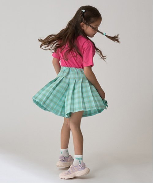minimal（ミニマル）の「チェックプリーツキュロット（スカート・キッズ・オレンジ/ピンク/ターコイズブルー/ブラック・130cm/140cm/90cm/100cm/120cm/110cm）」の22枚目の写真