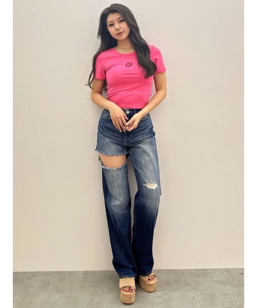 GYDA(ジェイダ)の「GLITTER GD Tシャツ(Tシャツ/カットソー・レディース・ライトイエロー/ピンク/オフホワイト/ブラック・FREE)」の15枚目の写真