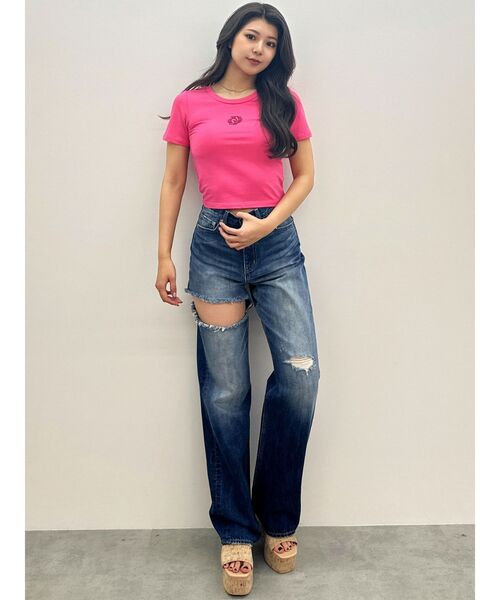 GYDA(ジェイダ)の「GLITTER GD Tシャツ(Tシャツ/カットソー・レディース・ライトイエロー/ピンク/オフホワイト/ブラック・FREE)」の14枚目の写真