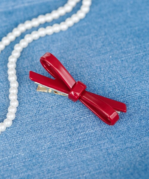 ROPE' PICNIC（ロペピクニック）の「スリムリボンヘアクリップ（バレッタ/ヘアクリップ・レディース・ブラック/オフホワイト/レッド・FREE）」の3枚目の写真