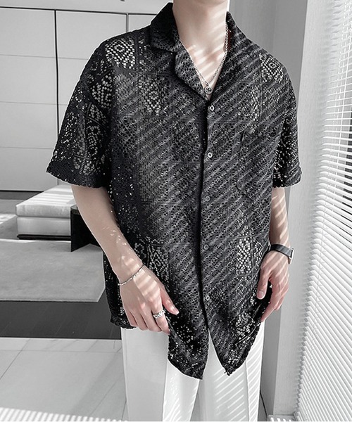 JOHNNY WOLF（ジョニーウルフ）の「ALCYONE レース ルーズ 半袖シャツ（シャツ/ブラウス・メンズ・ホワイト/ブラック・S/L/M）」の13枚目の写真