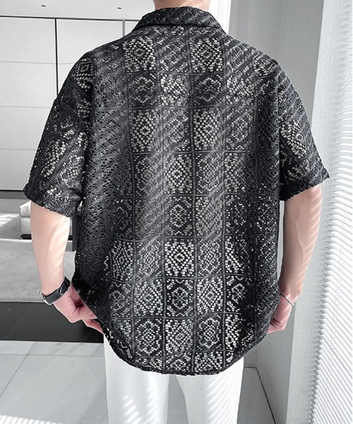 JOHNNY WOLF（ジョニーウルフ）の「ALCYONE レース ルーズ 半袖シャツ（シャツ/ブラウス・メンズ・ホワイト/ブラック・S/L/M）」の14枚目の写真
