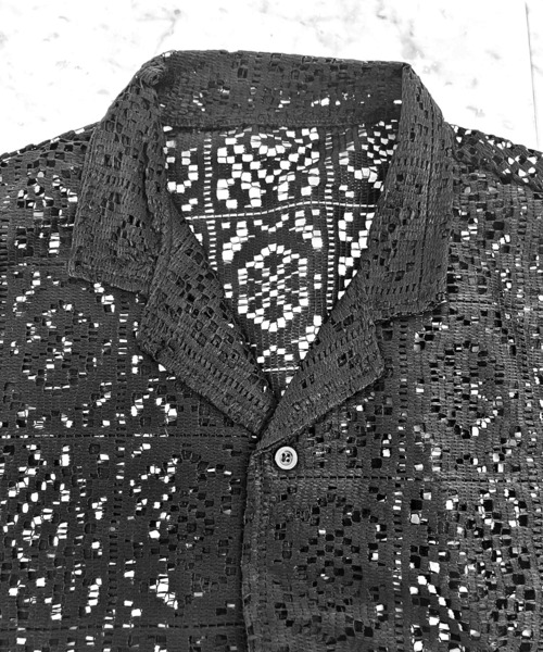 JOHNNY WOLF（ジョニーウルフ）の「ALCYONE レース ルーズ 半袖シャツ（シャツ/ブラウス・メンズ・ホワイト/ブラック・S/L/M）」の3枚目の写真