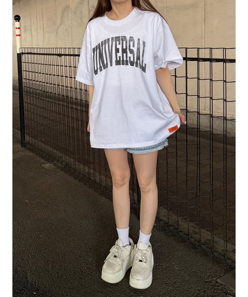 RATTLE TRAP(ラトルトラップ)の「ユニバーサルオーバーオール別注ビンテージ加工プリントTシャツ(Tシャツ/カットソー・メンズ・ホワイト/ブラック・LL/L/M/S)」の3枚目の写真