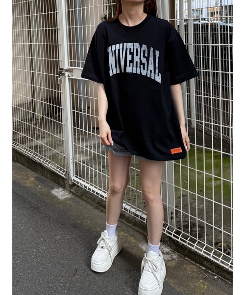 RATTLE TRAP(ラトルトラップ)の「ユニバーサルオーバーオール別注ビンテージ加工プリントTシャツ(Tシャツ/カットソー・メンズ・ホワイト/ブラック・LL/L/M/S)」の4枚目の写真
