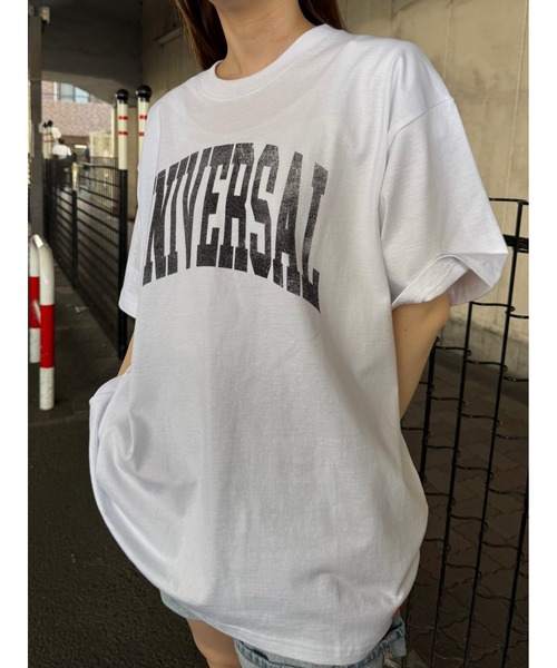 RATTLE TRAP(ラトルトラップ)の「ユニバーサルオーバーオール別注ビンテージ加工プリントTシャツ(Tシャツ/カットソー・メンズ・ホワイト/ブラック・LL/L/M/S)」の5枚目の写真