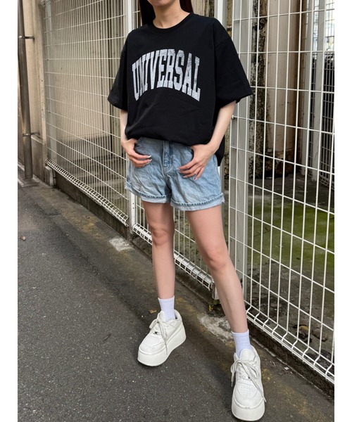 RATTLE TRAP(ラトルトラップ)の「ユニバーサルオーバーオール別注ビンテージ加工プリントTシャツ(Tシャツ/カットソー・メンズ・ホワイト/ブラック・LL/L/M/S)」の7枚目の写真