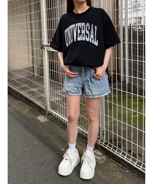 RATTLE TRAP(ラトルトラップ)の「ユニバーサルオーバーオール別注ビンテージ加工プリントTシャツ(Tシャツ/カットソー・メンズ・ホワイト/ブラック・LL/L/M/S)」の8枚目の写真