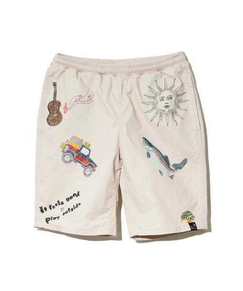 新品　go slow caravan 断ち身プリント　アンクルパンツ　3 楽天市場】ストレッチサッカー総柄プリントアンクルパンツ (MENS