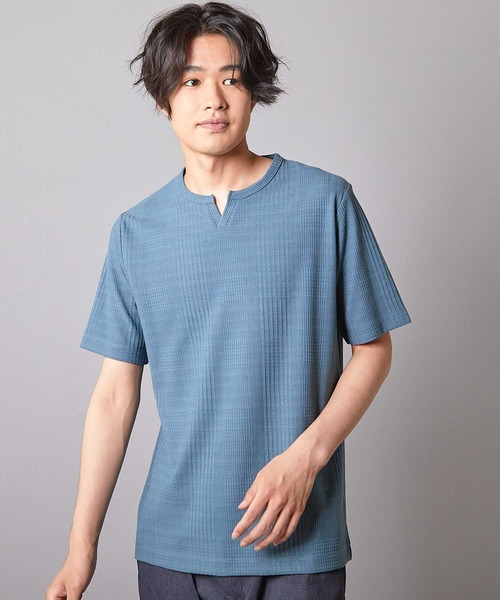 リンクスジャガード キーネックTシャツ（Tシャツ/カットソー