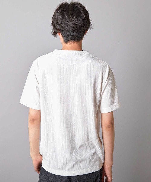 UNION STATION（ユニオンステーション）の「リンクスジャガード キーネックTシャツ（Tシャツ/カットソー・メンズ・ホワイト/ネイビー/ブルー・M/LL/L）」の7枚目の写真