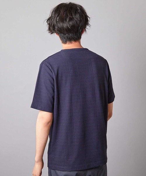 リンクスジャガード キーネックTシャツ（Tシャツ/カットソー