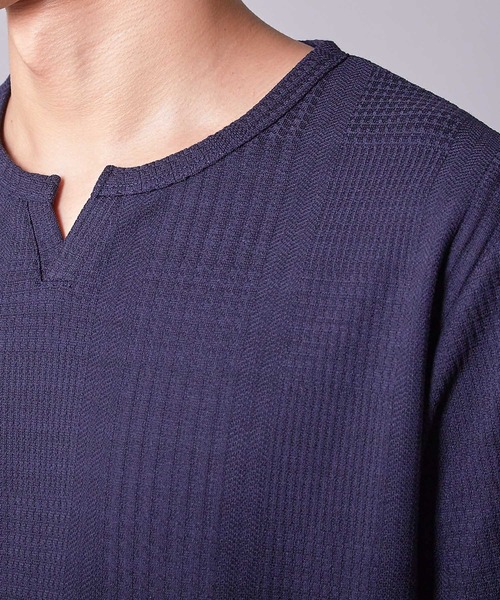 リンクスジャガード キーネックTシャツ リンクスジャガード キーネックTシャツ（Tシャツ/カットソー