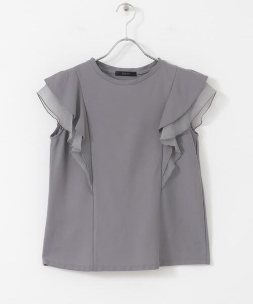 URBAN RESEARCH ROSSO WOMEN（アーバンリサーチ　ロッソ）の「シアードッキングフリルスリーブTシャツ（Tシャツ/カットソー・レディース・ネイビー/オフホワイト/グレー・FREE）」の6枚目の写真