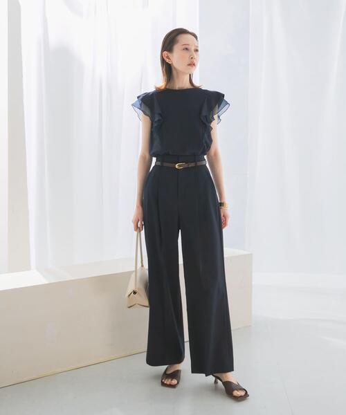 URBAN RESEARCH ROSSO WOMEN（アーバンリサーチ　ロッソ）の「シアードッキングフリルスリーブTシャツ（Tシャツ/カットソー・レディース・ネイビー/オフホワイト/グレー・FREE）」の11枚目の写真