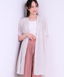 【S-LL】シャーリングが目を惹く 羽織れるスラブチュニック