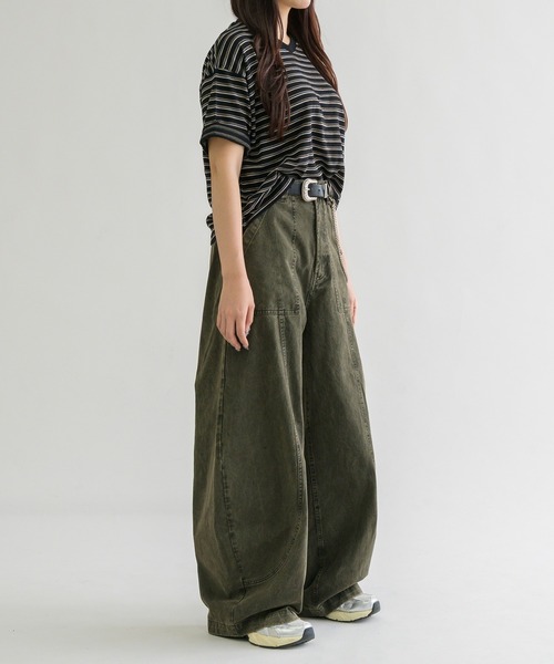 EPNK（イーピーエヌケー）の「【EPNK】V-neck border tee / Vネックボーダーtee（Tシャツ/カットソー・メンズ・杢グレー/ブラック/カーキ・SMALL/MEDIUM/LARGE）」の14枚目の写真