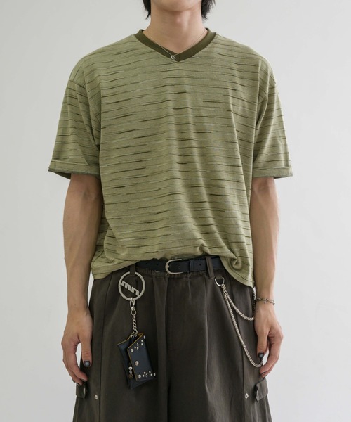 セール】【EPNK】V-neck border tee / Vネックボーダーtee（Tシャツ