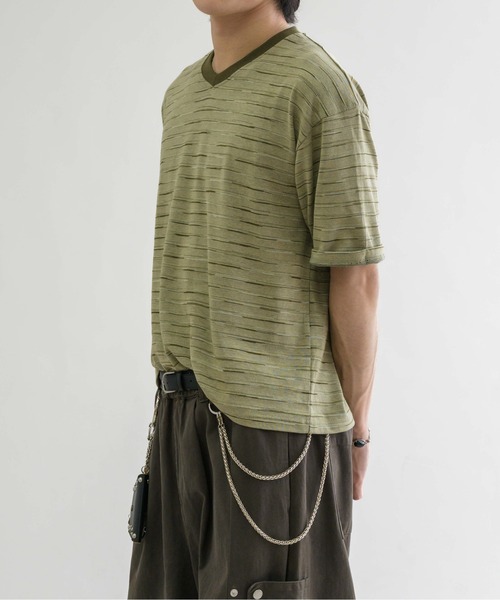 セール】【EPNK】V-neck border tee / Vネックボーダーtee（Tシャツ
