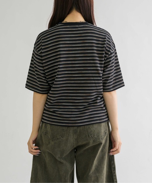EPNK（イーピーエヌケー）の「【EPNK】V-neck border tee / Vネックボーダーtee（Tシャツ/カットソー・メンズ・杢グレー/ブラック/カーキ・SMALL/MEDIUM/LARGE）」の12枚目の写真