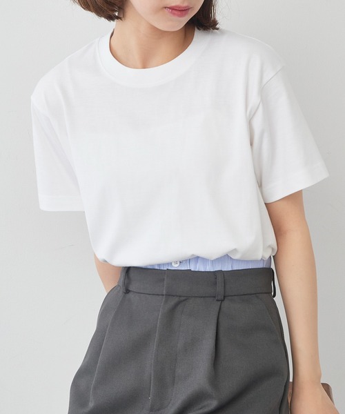 TRUSS(トラス)の「【TRUSS】オーガニックコットンTシャツ OGB-910(Tシャツ/カットソー・メンズ・ホワイト/ライトパープル/スミクロ/ネイビー/ブラック/スモークピンク/スモーキーグリーン系/グレイッシュベージュ/グレイッシュブルー/ナチュラル・S/M/L/XL)」の1枚目の写真