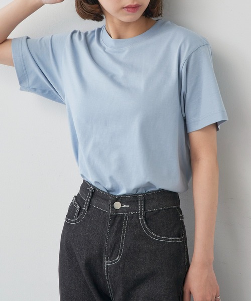 TRUSS(トラス)の「【TRUSS】オーガニックコットンTシャツ OGB-910(Tシャツ/カットソー・メンズ・ホワイト/ライトパープル/スミクロ/ネイビー/ブラック/スモークピンク/スモーキーグリーン系/グレイッシュベージュ/グレイッシュブルー/ナチュラル・S/M/L/XL)」の8枚目の写真