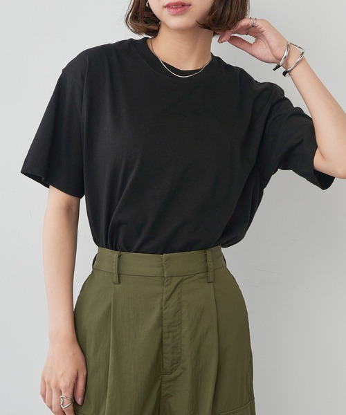 TRUSS(トラス)の「【TRUSS】オーガニックコットンTシャツ OGB-910(Tシャツ/カットソー・メンズ・ホワイト/ライトパープル/スミクロ/ネイビー/ブラック/スモークピンク/スモーキーグリーン系/グレイッシュベージュ/グレイッシュブルー/ナチュラル・S/M/L/XL)」の2枚目の写真