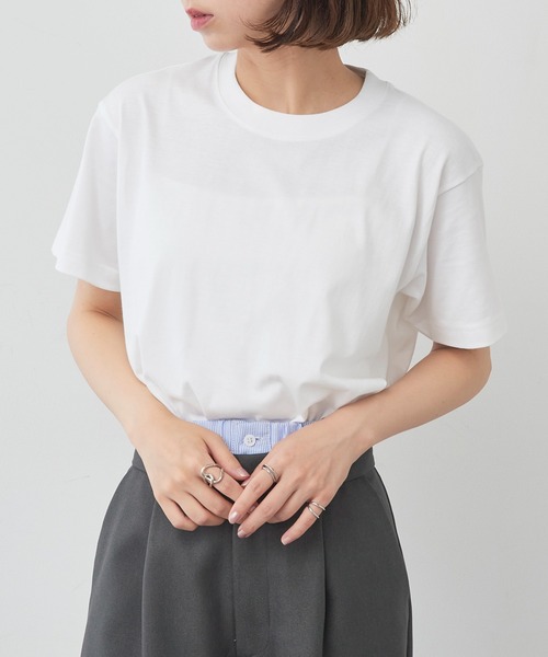 TRUSS(トラス)の「【TRUSS】オーガニックコットンTシャツ OGB-910(Tシャツ/カットソー・メンズ・ホワイト/ライトパープル/スミクロ/ネイビー/ブラック/スモークピンク/スモーキーグリーン系/グレイッシュベージュ/グレイッシュブルー/ナチュラル・S/M/L/XL)」の15枚目の写真