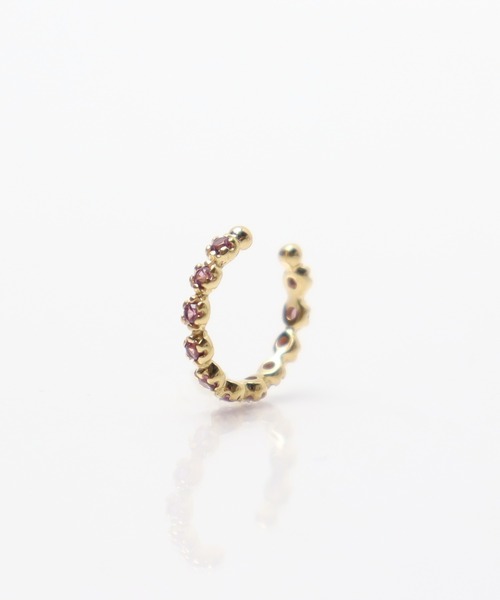 anq.（アンク）の「「anq.」SV925・グリーンオニキス/ロードライトガーネット　イヤーカフ（イヤーカフ・レディース・グリーン/ピンク・ONE SIZE）」の2枚目の写真