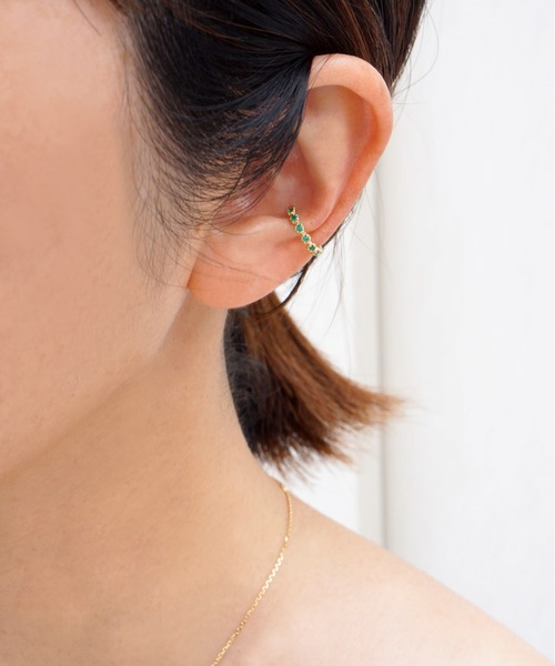 anq.（アンク）の「「anq.」SV925・グリーンオニキス/ロードライトガーネット　イヤーカフ（イヤーカフ・レディース・グリーン/ピンク・ONE SIZE）」の7枚目の写真