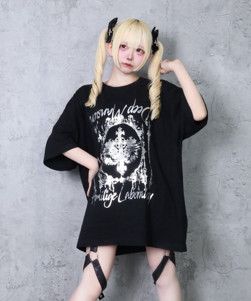 最新の激安 クロス羽箔プリントTシャツ（Tシャツ/カットソー）｜Amilige トップス