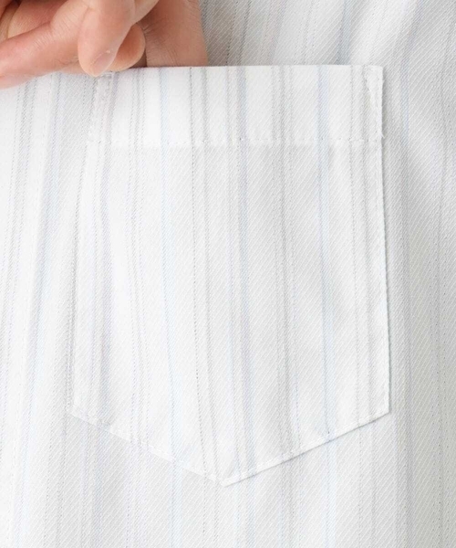 MK MICHEL KLEIN HOMME （エムケーミッシェルクランオム）の「【残りわずか/在庫限り！/日本製生地使用】ドビーリバーシブルストライプ半袖シャツ（シャツ/ブラウス・メンズ・ボルドー/ホワイト/ダークインディゴブルー・46/48/51）」の10枚目の写真