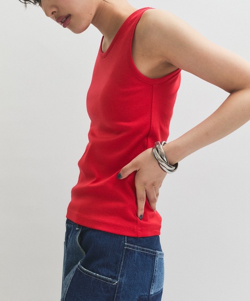 ADAM ET ROPE'（アダムエロペ）の「カップインサークルカットアメスリタンクトップ（タンクトップ・レディース・ブラック/レッド・FREE）」の9枚目の写真