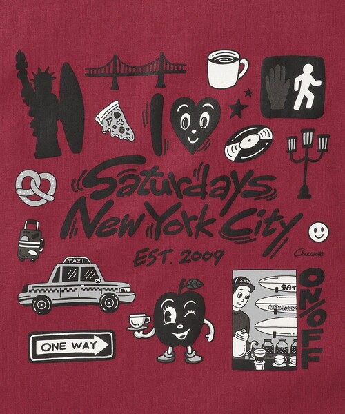 Saturdays NYC（サタデーズ ニューヨークシティ ）の「Chocomoo x Saturdays NYC Tote Bag（トートバッグ・メンズ・ブラック/ワイン/キナリ・FREE）」の11枚目の写真