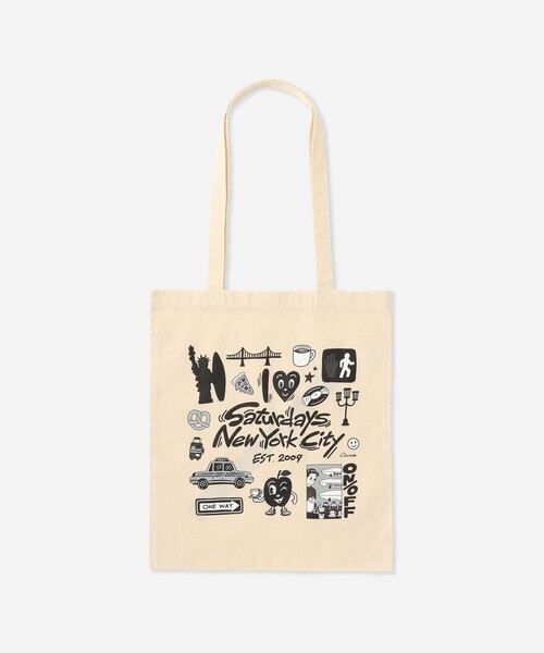 Saturdays NYC（サタデーズ ニューヨークシティ ）の「Chocomoo x Saturdays NYC Tote Bag（トートバッグ・メンズ・ブラック/ワイン/キナリ・FREE）」の5枚目の写真
