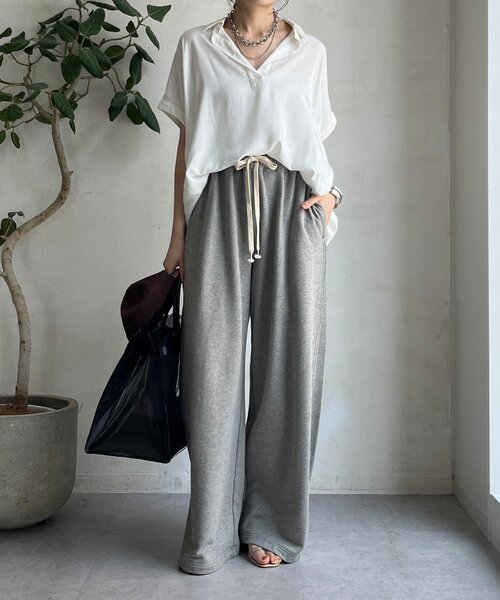 DouDou(ドゥドゥ)の「リヨセルツイルスキッパーシャツ(シャツ/ブラウス・レディース・ブラック/オフホワイト/モカ・FREE)」の4枚目の写真