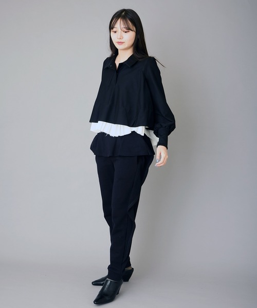 AVIE(アビィ)の「フリルデザインスウェットパンツ(スウェットパンツ・レディース・トップグレー/ブラック・38)」の6枚目の写真