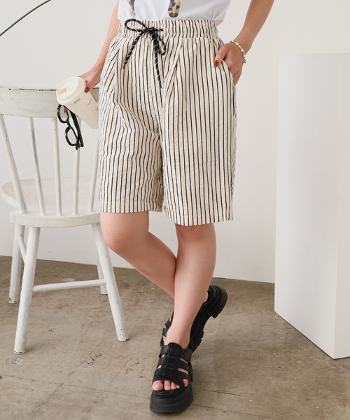 ROOPTOKYO（ループトウキョウ）の「しぼ加工 ストライプデザインハーフパンツ（その他パンツ・メンズ・ダークブルー/アイボリー・M/L）」の4枚目の写真