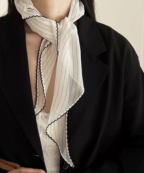 ammy.（エイミードット）の「【 ammy. / エイミードット 】 ストライプ ドット柄 三角スカーフ / ヘアバンド（バンダナ/スカーフ・レディース・B/D/C/A・FREE）」の7枚目の写真