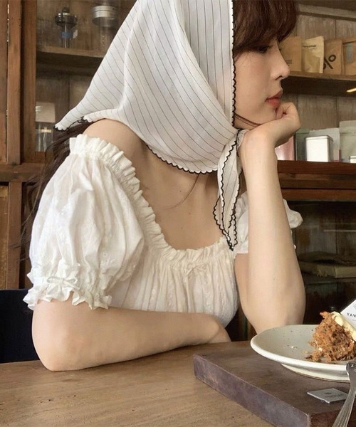 ammy.(エイミードット)の「【 ammy. / エイミードット 】 ストライプ ドット柄 三角スカーフ / ヘアバンド(バンダナ/スカーフ・レディース・B/D/C/A/E・FREE)」の22枚目の写真