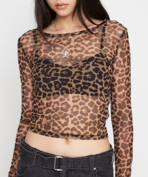ラグアジェム　レオパード　Tシャツ　カットソー LAGUA GEM（ラグアジェム）の「LEOPARD LACE トップス（Tシャツ